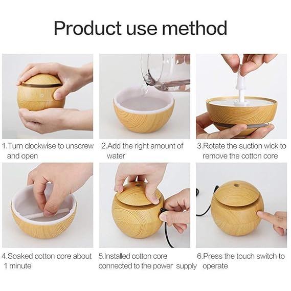 DesiDiya Round Magic Wooden Cool Mist Humidifier