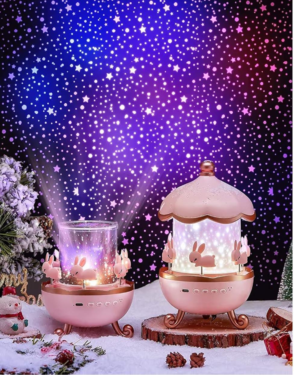 Bunny Night Light Cabin Projector Lamp 360°