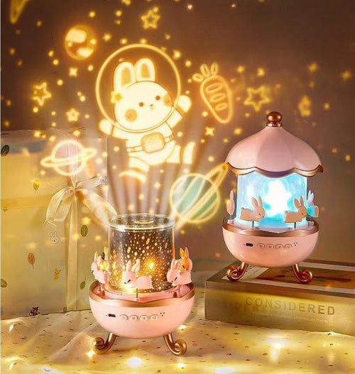 Bunny Night Light Cabin Projector Lamp 360°