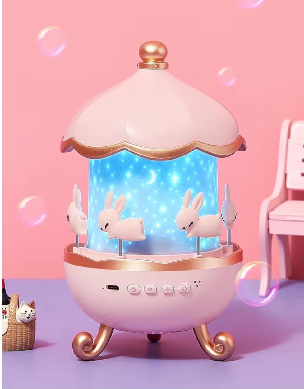 Bunny Night Light Cabin Projector Lamp 360°